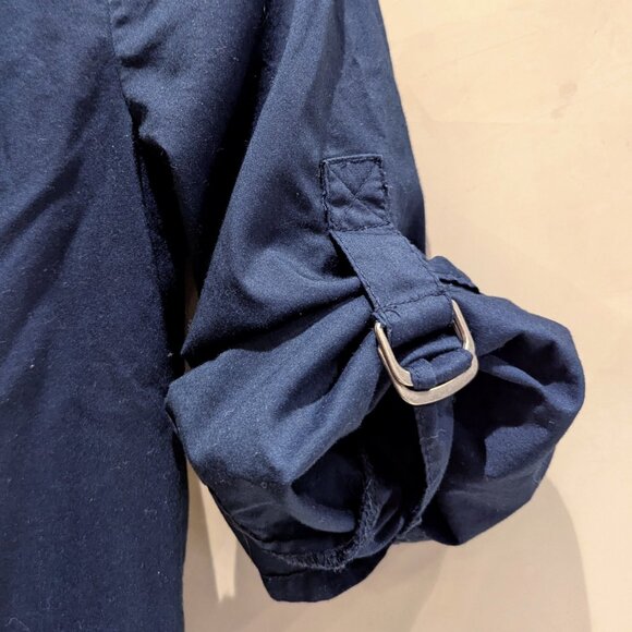 CONVERSE NAVY BLUE SNAP FRONT COLLARED UTILITY CARGO POCKET DRESS - SIZE SMALL - Picture 4 of 4